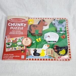 Melissa & Doug Chunky Farm Animals Puzzle Ages 2+ NEW.